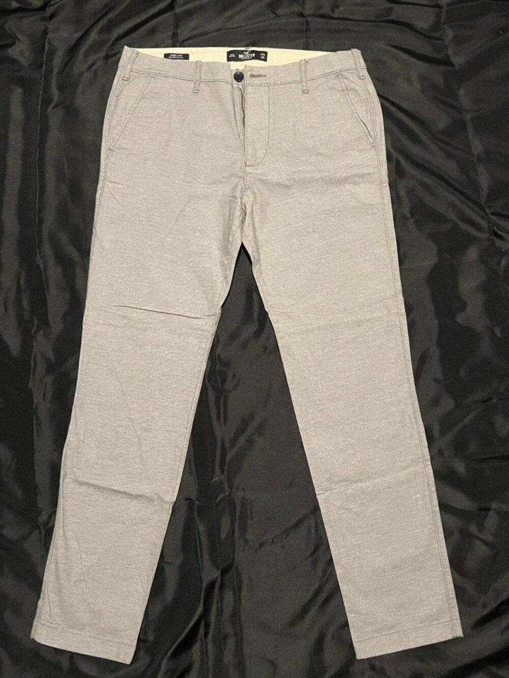 Hollister Skinny Chino Pants 34x32 Epic Flex Micro-Check Gray Slim Fit
